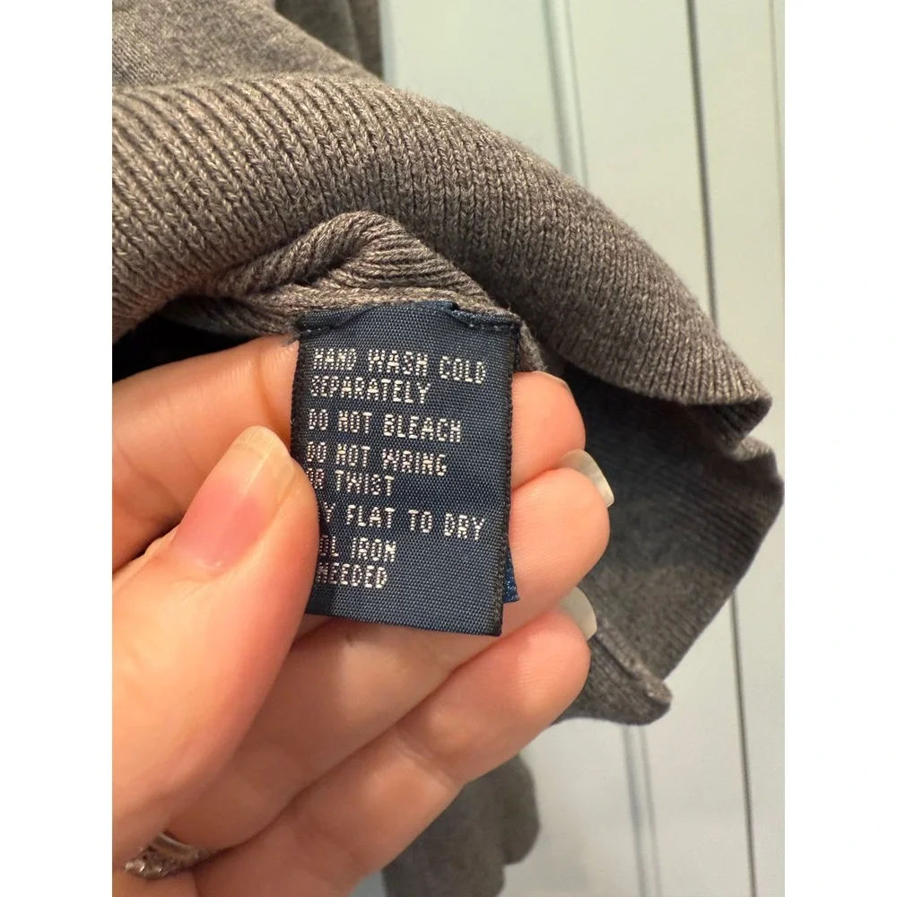 Polo Ralph‎ Lauren Men's Grey Pima Cotton V-Neck Sweater Pony Logo Sz M preppy